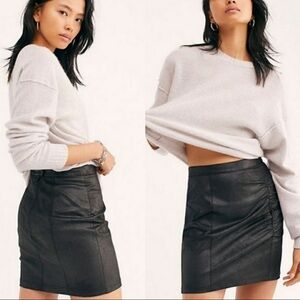 NWT Free People Rumi Ruched Black Mini Skirt